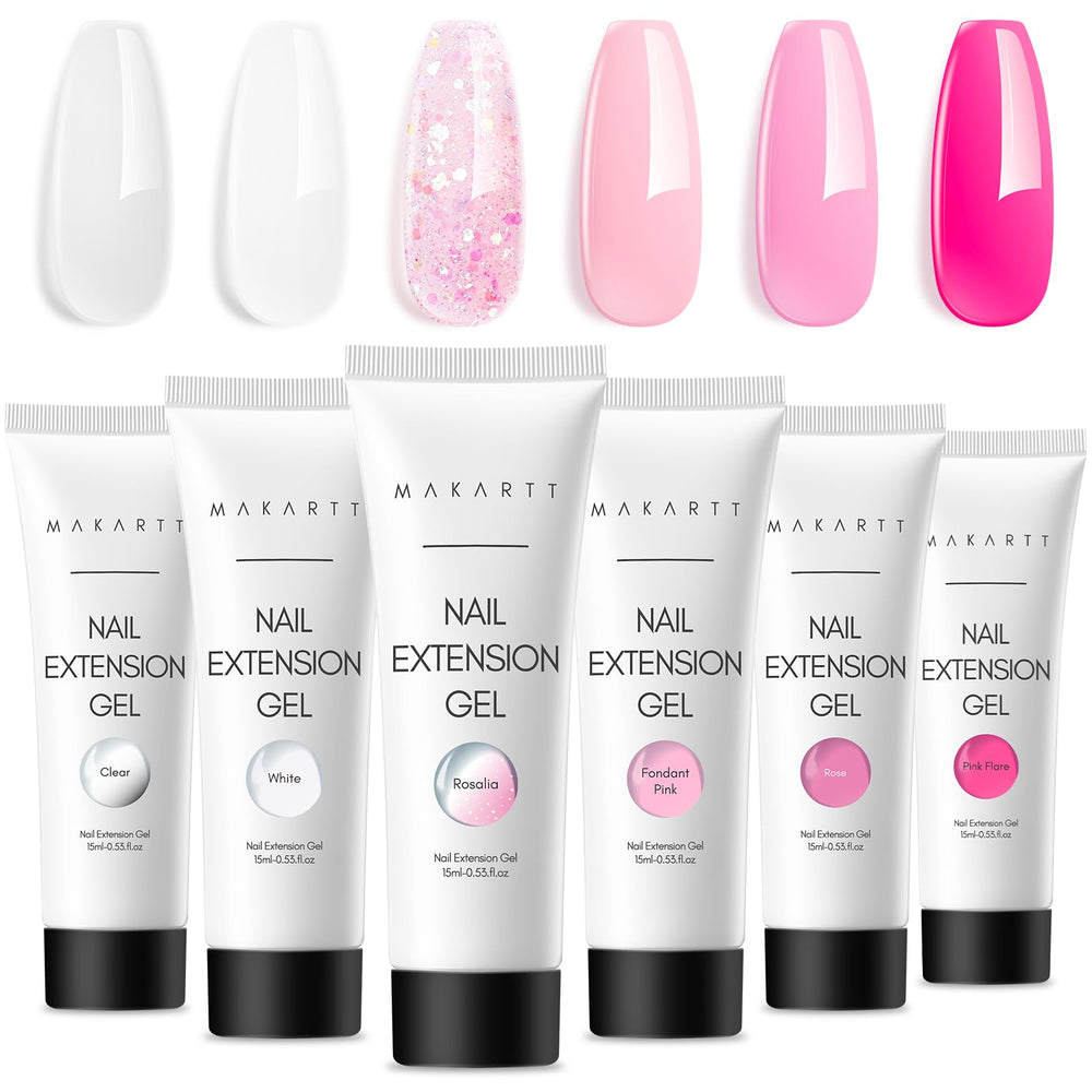 Makartt set gel poligel para uñas 6 colores, extensiones duraderas