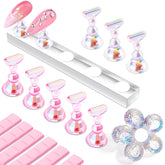 Makartt soporte para uñas con base cristal flor glitter para pintar con precisión.