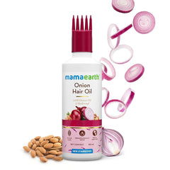 Mamaearth Aceite de Cebolla durante la aplicación en el cuero cabelludo.