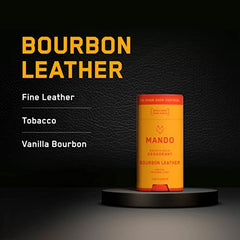 Texture crème Mando Bourbon Leather, parfum boisé et réconfortant.