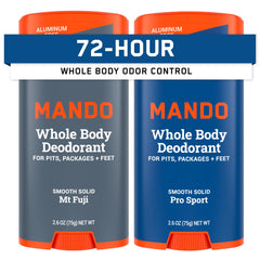 Mando desodorante para cuerpo en barra, sensación suave y protección duradera.