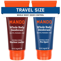 Desodorante Mando para cuerpo, tubo invisible Bourbon Leather, aroma cálido y control de olor diario.