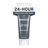 Mando Odor Shield Body Wash - botella fácil de usar para lavado diario y limpieza eficaz.