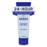 Mando Odor Shield bottle pour highlights quick, fresh cleansing for active days