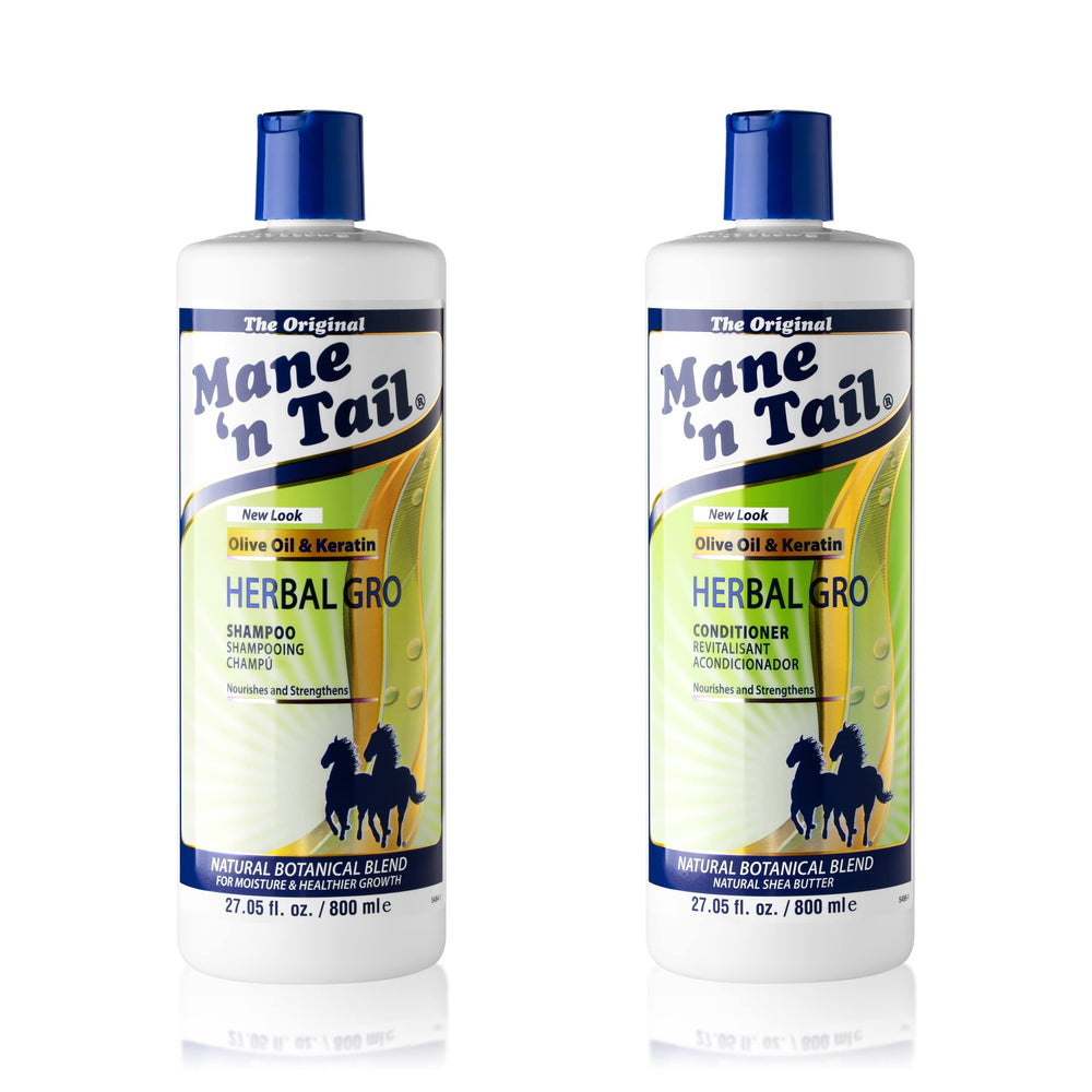 Mane 'n Tail Herbal-Gro Champú en bote, limpieza suave y brillo saludable.