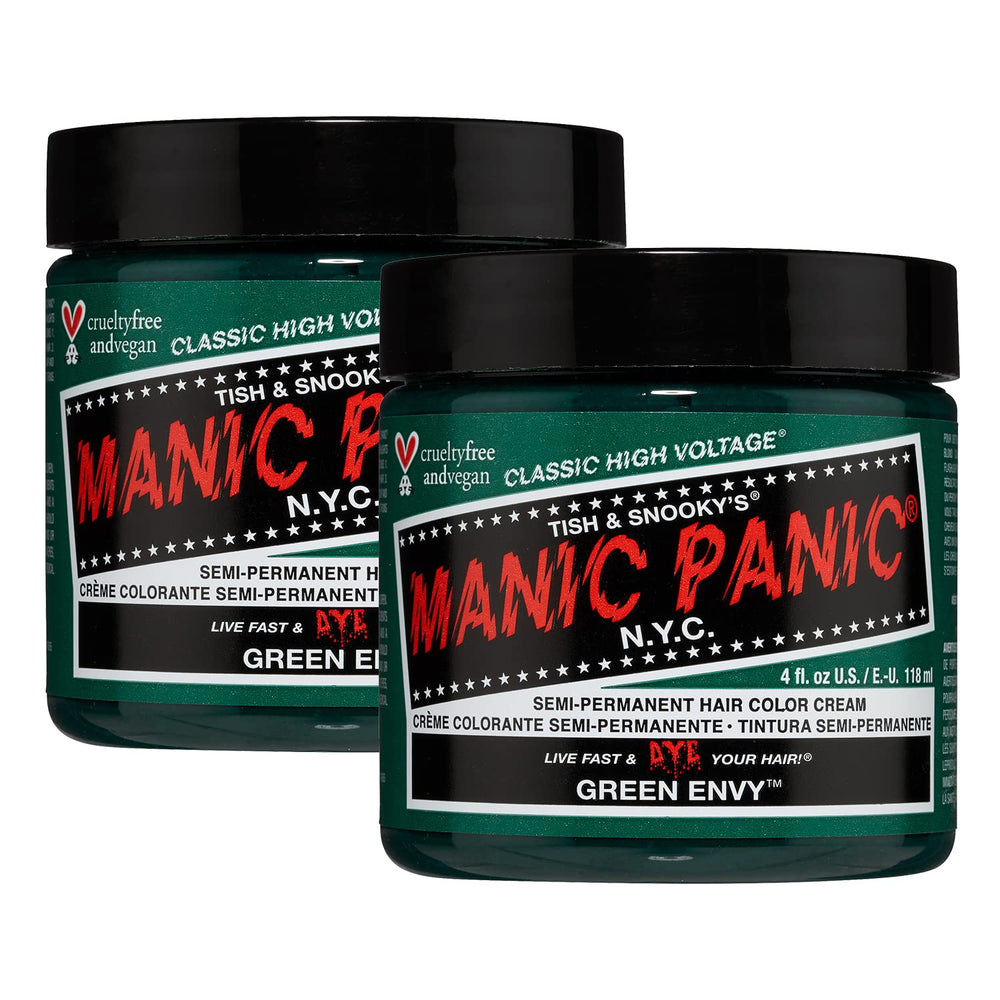 MANIC PANIC Green Envy en tono verde esmeralda para cabello, color duradero en casa.