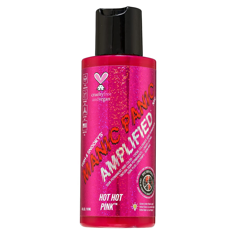 MANIC PANIC Hot Hot Pink Amplified - bote visible, color rosa intenso para cabello claro.