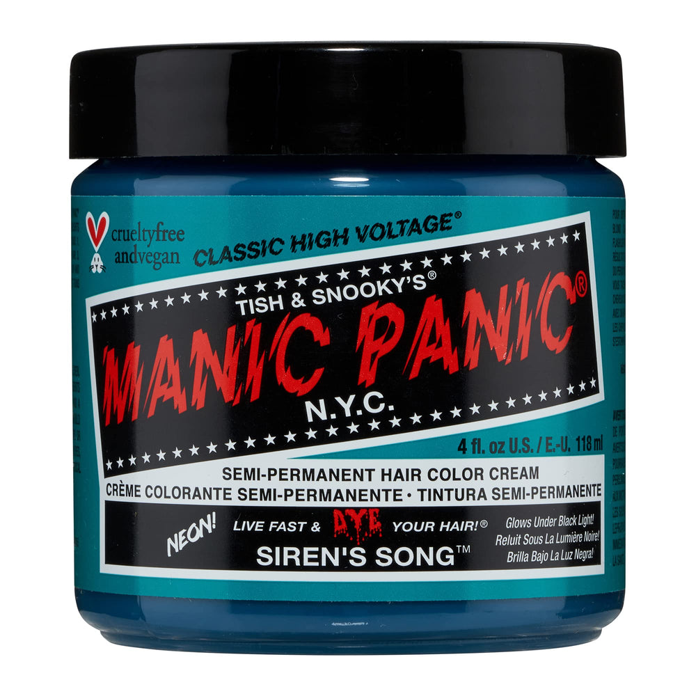 MANIC PANIC Siren's Song: botella neón azul-verde para color vibrante y duradero.