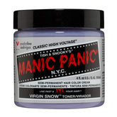 MANIC PANIC Virgin Snow Toner bottle neutralizes brass on blonde hair