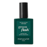 Manucurist Verde Flash Top Coat: botella visible con brillo intenso.
