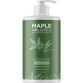 Maple Holistics Champú Clarificante: botella derramando para limpieza profunda del cabello graso