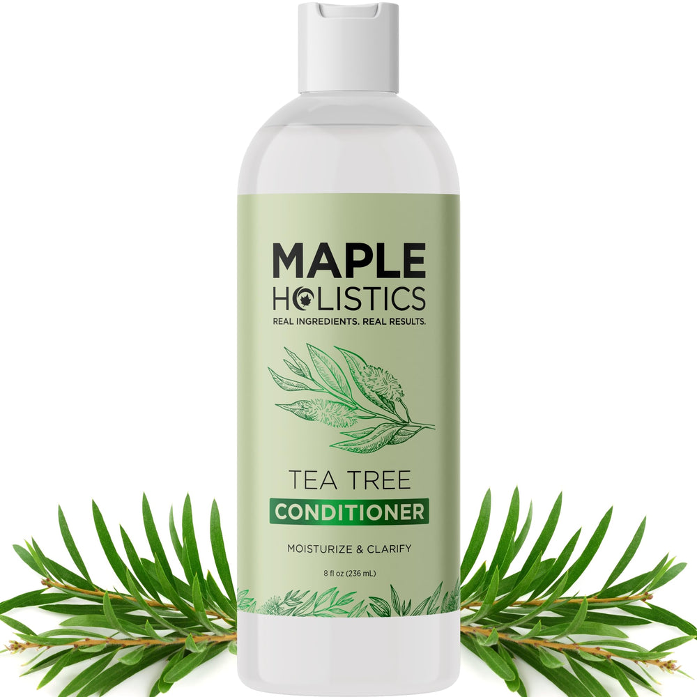 Maple Holistics acondicionador árbol de té en botella, hidrata cabello seco.