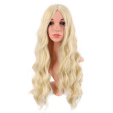 MapofBeauty peluca larga ondulada con parte central sin flequillo para cosplay.