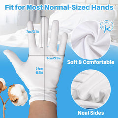 MAQIHAN guantes algodón blancos: uso nocturno que favorece la hidratación suave.