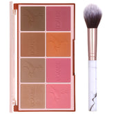 MARBUROLY paleta rubor 8 colores con brocha para un acabado natural.