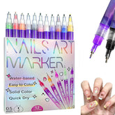 Marcadores de uñas 12 colores para diseños detallados y fáciles.