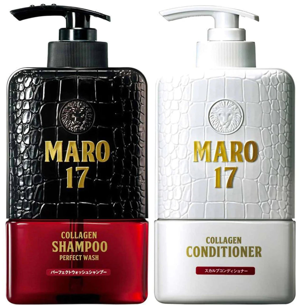 MARO17 Collagen Shampoo bottle promotes fuller, healthier hair.