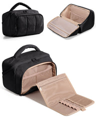 Marscamd bolsa maquillaje viaje, compartimento principal abierto para ver todo de inmediato.