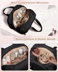 Marscamd organizador cosméticos impermeable, destaca bolsillos para líquidos y limpieza rápida.