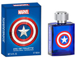 Captain America de Marvel, frasco frontal: fragancia duradera para uso diario.