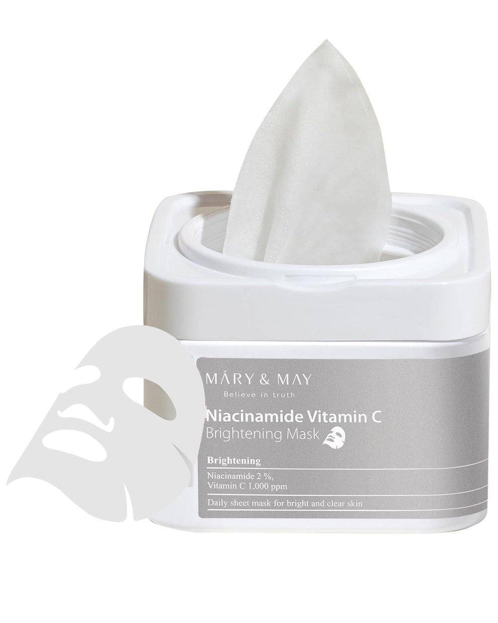 Mary&May Niacinamide Vitamina C, mascarilla diaria en caja de 30 láminas para uso continuo