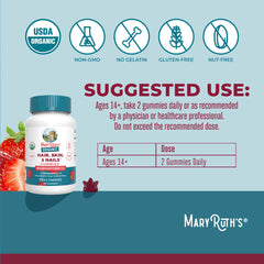MaryRuth Organics gomitas uñas, sabor fresa, apoyan fortaleza y crecimiento.