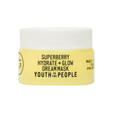 Youth To The People Superberry Dream Mask envase compacto para viaje, hidratación de la piel.