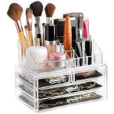 Masirs organizador claro para maquillaje con 16 compartimentos, facilita ver productos.