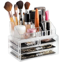 Masirs organizador claro para maquillaje con 16 compartimentos, facilita ver productos.