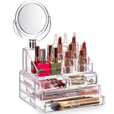 Masirs organizador de maquillaje con espejo y 16 compartimentos para acceso rápido.