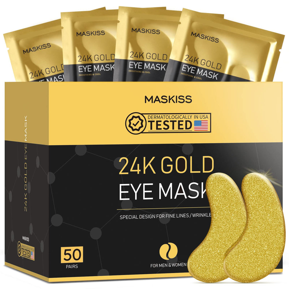 Maskiss parches ojos oro 24k en uso rapido para piel descansada.