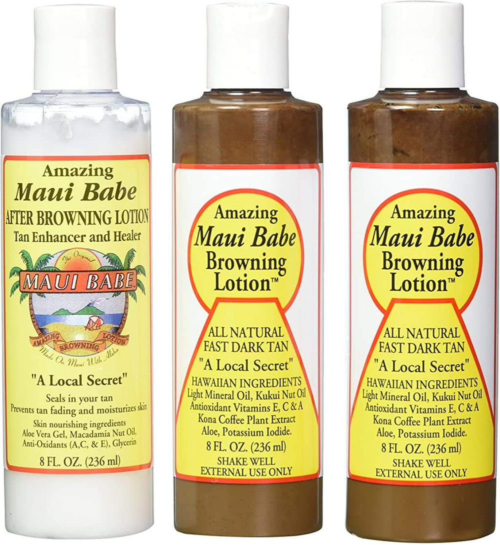 Maui Babe lotion bronzage 8 oz, intensifie le bronzage et uniformise la couleur.