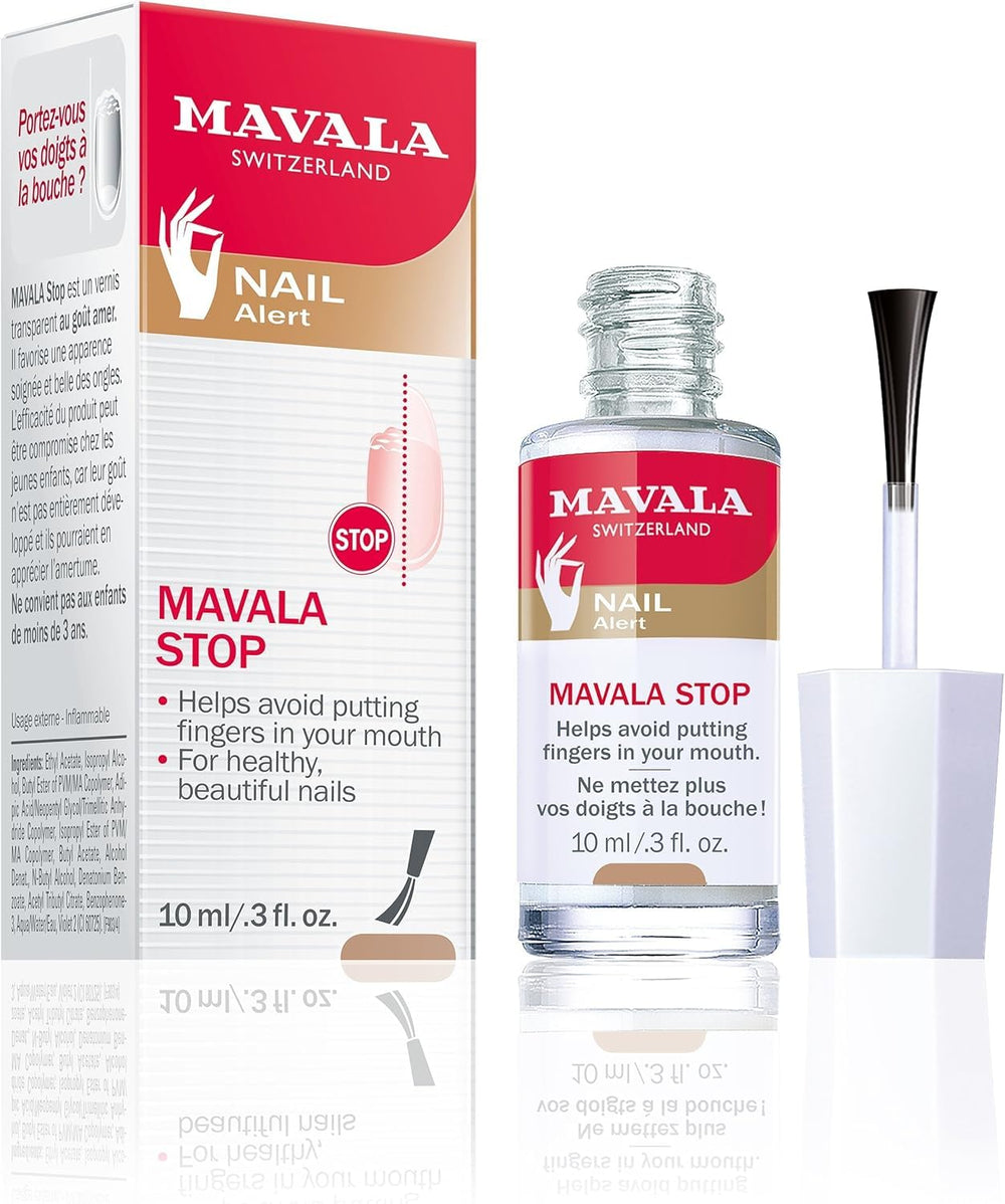 Mavala Stop: botella de esmalte deterrente para uñas que ayuda a evitar morder dedos.