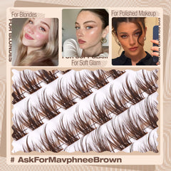 Mavphnee brown lash clusters 14mm outer corner adds subtle dramatic flair.