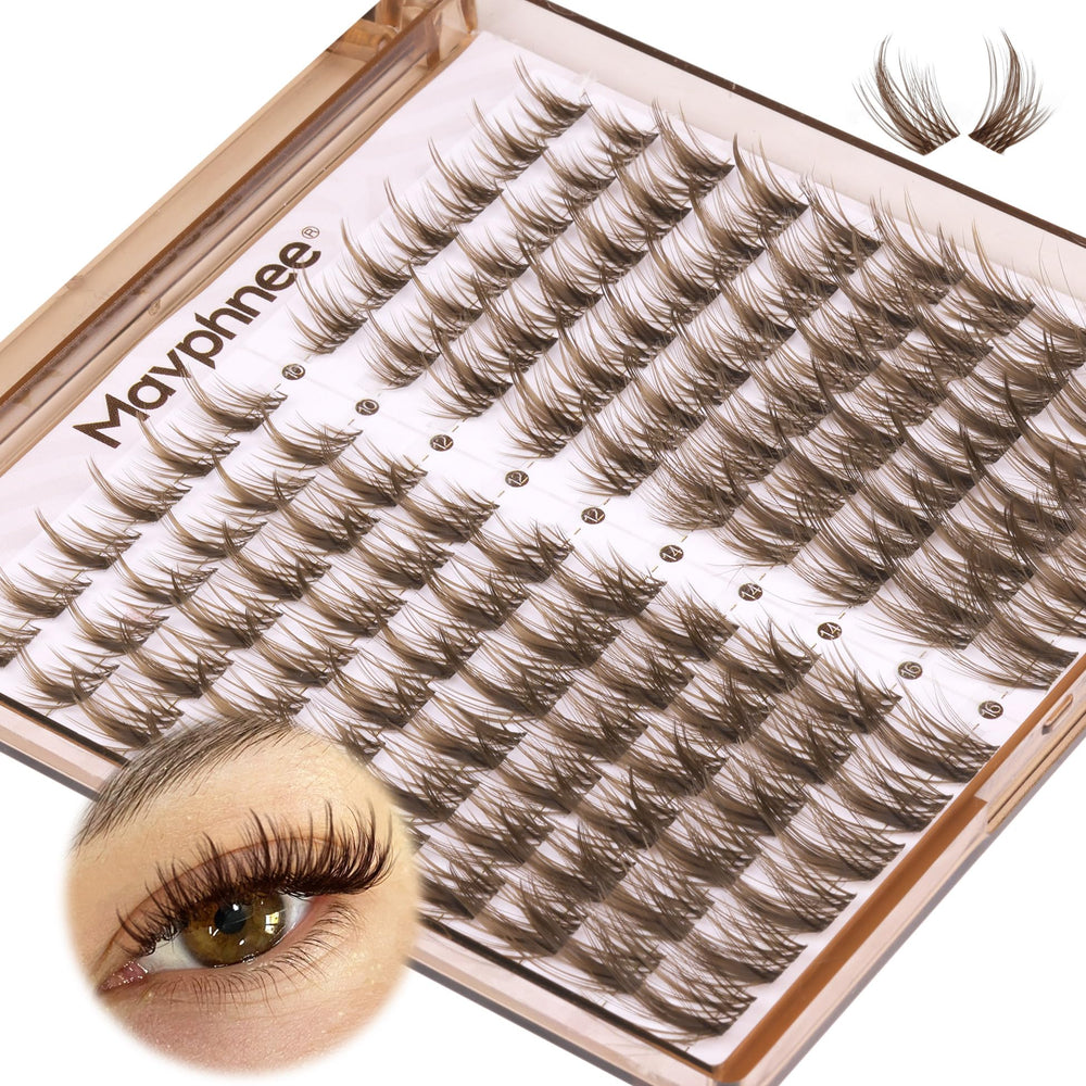 Pestañas marrón claro de Mavphnee en 10-16mm para look natural y suave