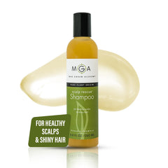 MGA Champú Vegano: botella con aroma herbal natural para cabello diverso