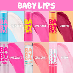 Aplicación rápida de Baby Lips para uso diario y hidratación.