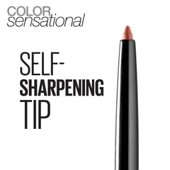 Delineador labial MAYBELLINE muestra definición de borde para un look pulido.