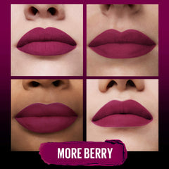 Maybelline Color Sensational Ultimatte labial ciruela profundo, labios definidos y duraderos.