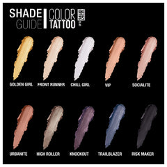 Maybelline Color Tattoo Front Runner waterproof feature ensures long-lasting color.