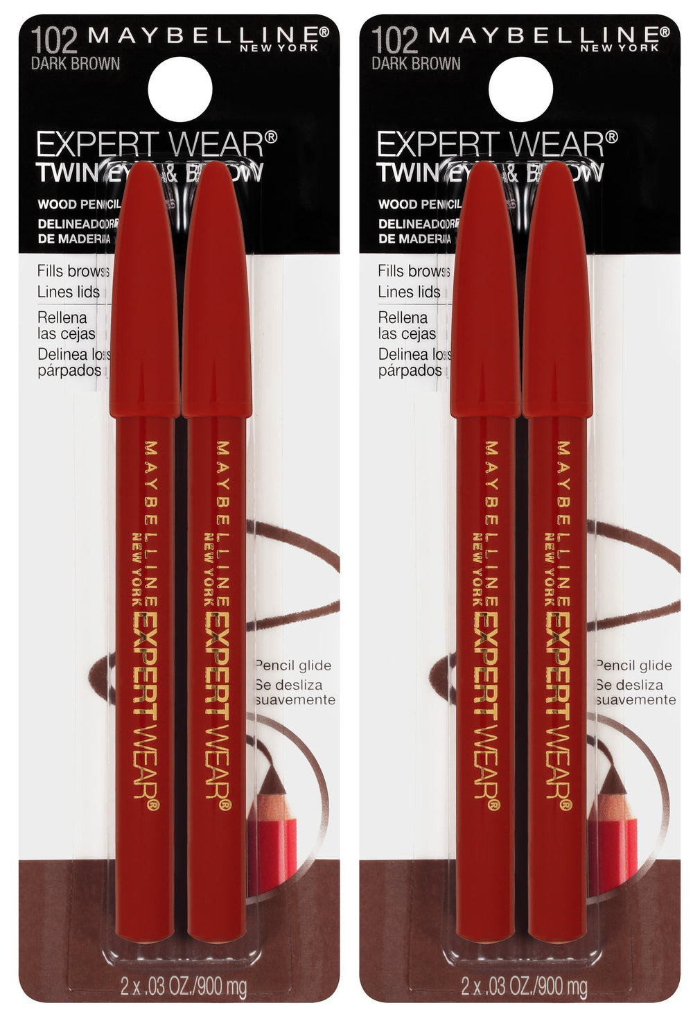 Maybelline Expert Wear lápiz doble para cejas y ojos con definición duradera.