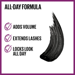 Maybelline Falsies Lift con fibras infundidas para mayor longitud visible.