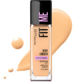 Base Maybelline Fit Me con acabado hidratante y brillo natural para piel radiante.