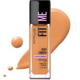 Maybelline Fit Me Dewy + Smooth: botella de base hidratante para tono natural.