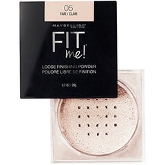 Polvo Maybelline Fit Me tono Claro para igualar tono y fijar base.