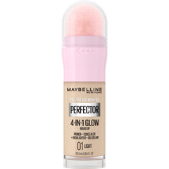 Maybelline Instant Perfector Glow bottle with built-in sponge for quick, even coverage.
