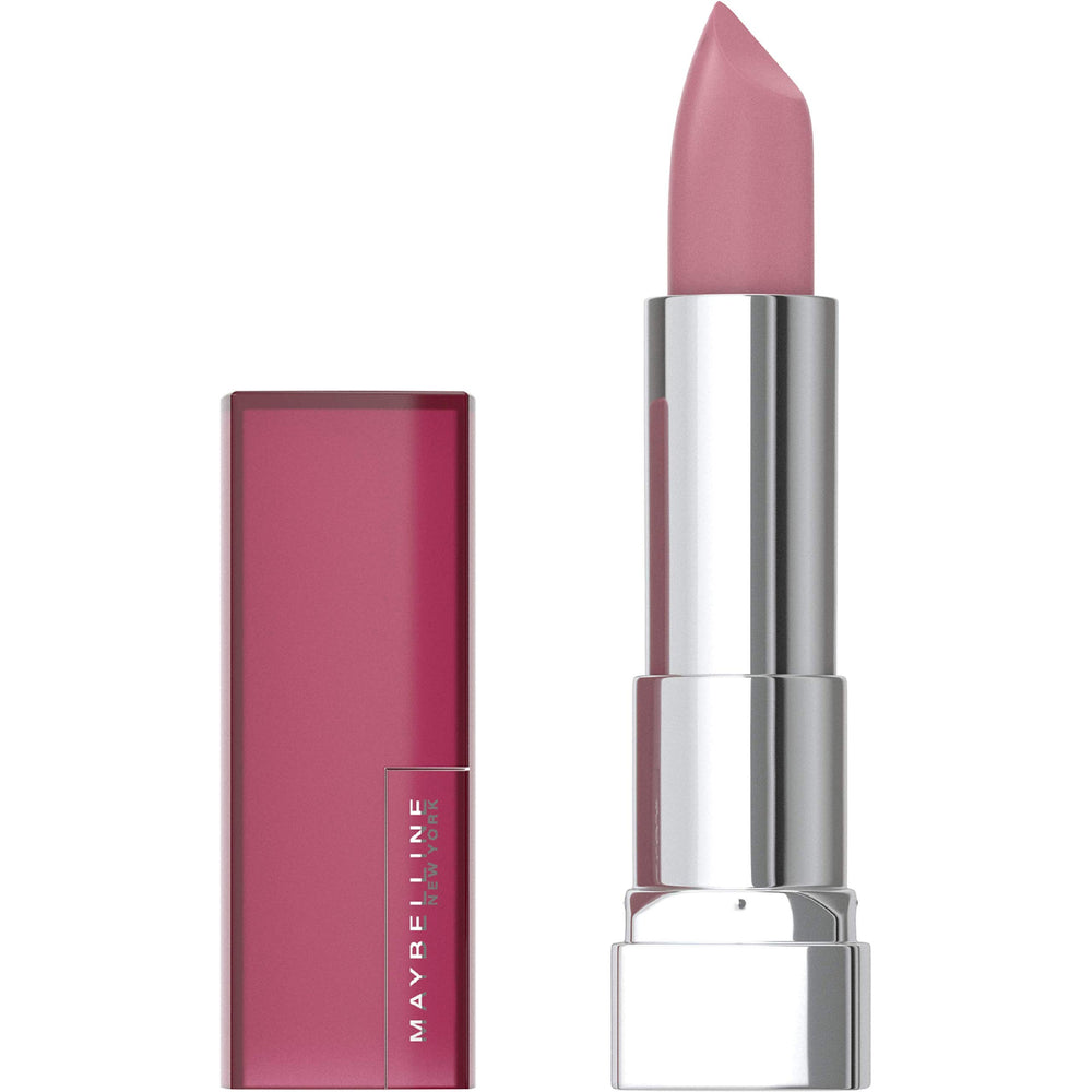 Maybelline Color Sensacional Labial Mate en tubo para uso diario y color duradero.