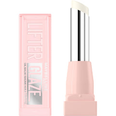 Maybelline Lifter Glaze Oil Balm muestra empaque con textura glaseada para labios brillantes.