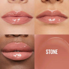 Maybelline Lifter Gloss brillo alto en labios para un look luminoso.