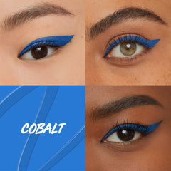 Delineador líquido MAYBELLINE en azul cobalto para trazo preciso en una pasada.